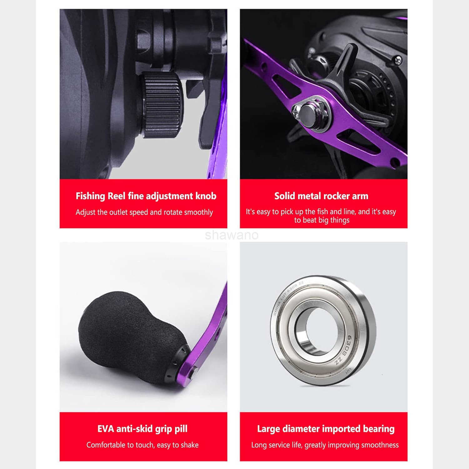 Baitcaster Fishing Reel Long Casting Metal Fishing Baitcasting Reel AC2000 red Left Hand W250904