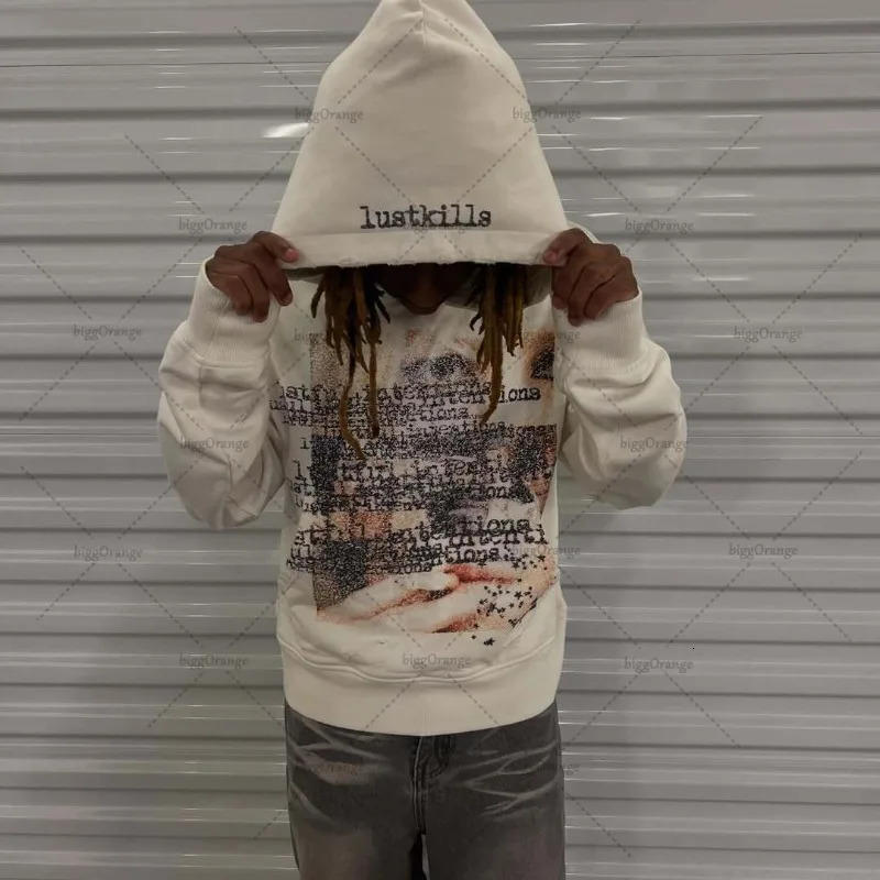 High Street Harajuku Gothic Punk Trendy Oversized Hoodie Men Y2K American Hip Hop Rock Retro Casual Sweatshirt Women 250904