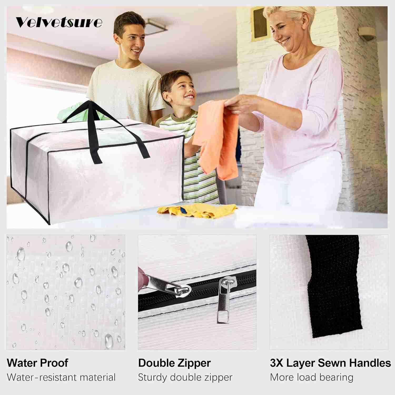 Large Moving Bags WBackpack Straps Strong Handles Zippers Storage Totes For Space Saving Fold Flat Alternative to Box and Bin Set of 6 MulticolorW2509