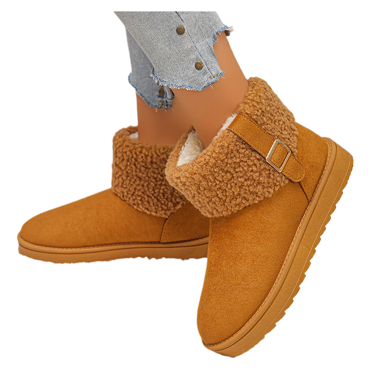 Flat-bottomed boots, women's shoes, cotton shoes, padded for warmth, snow boots