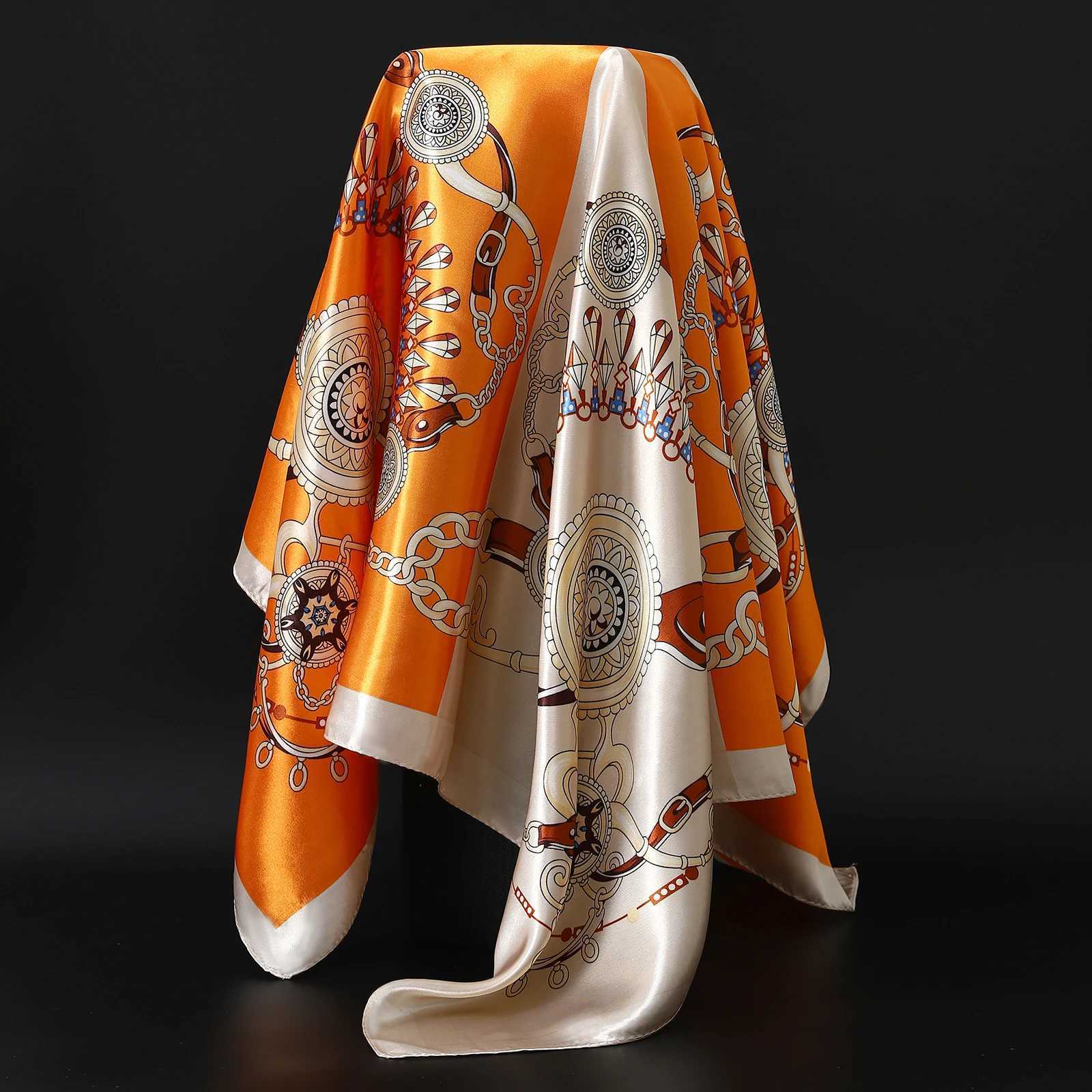 Designer 90X90CM Kerchi rope And America Fashion Bandan Four Seasons Luxury Square Silk Scarves New Latt Print Sunscreen Shawls G250904