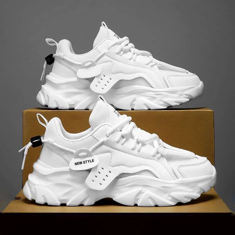 Warrior Men's Shoes Summer Breathable Trendy Brand Versatile Casual Running Sports Thick Sole Inner Black Dad Sneakers