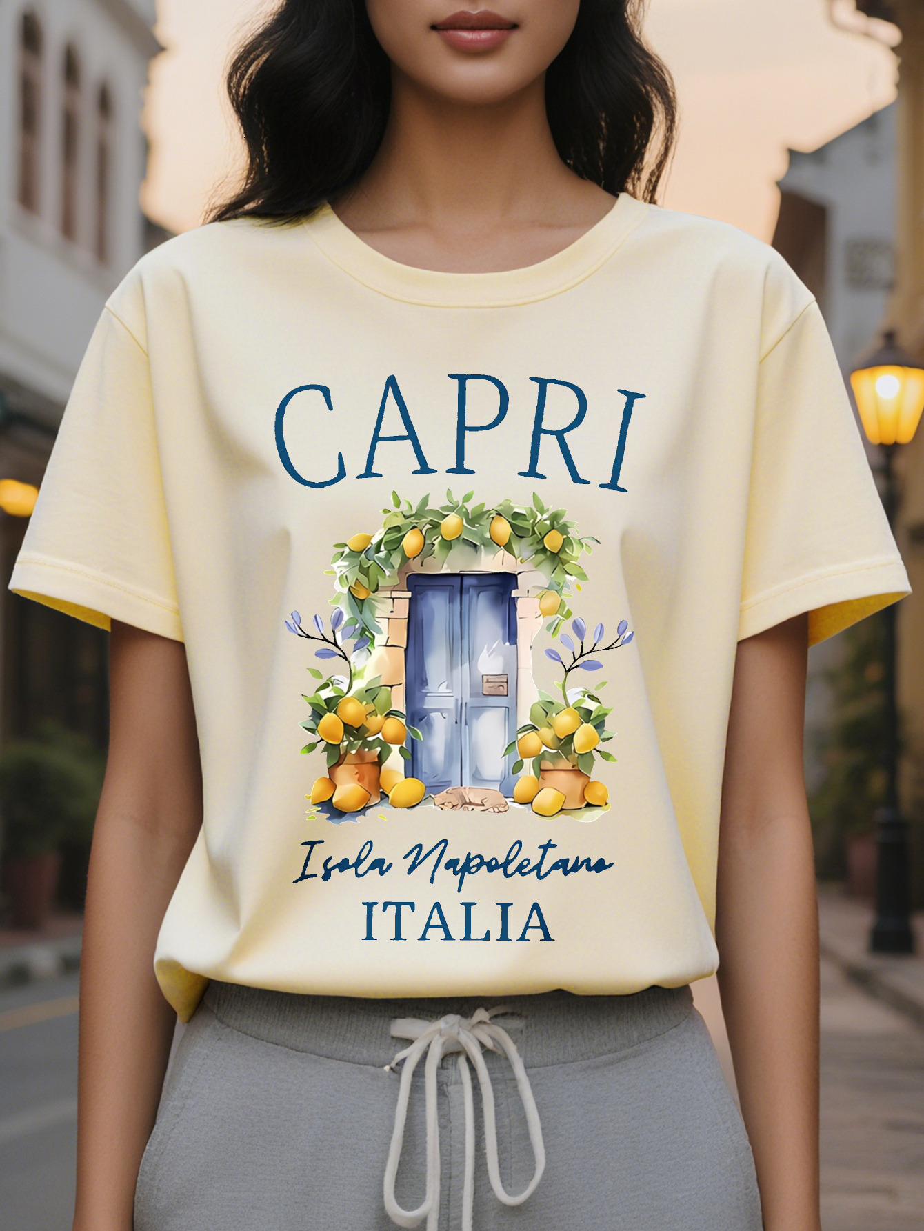 Large XL Summer Fashion Women's Crew Neck T-Shirt Vibrant Graphic Tee Comfortable Fit Capri T-Shirts Short Sleeve White Plus Size