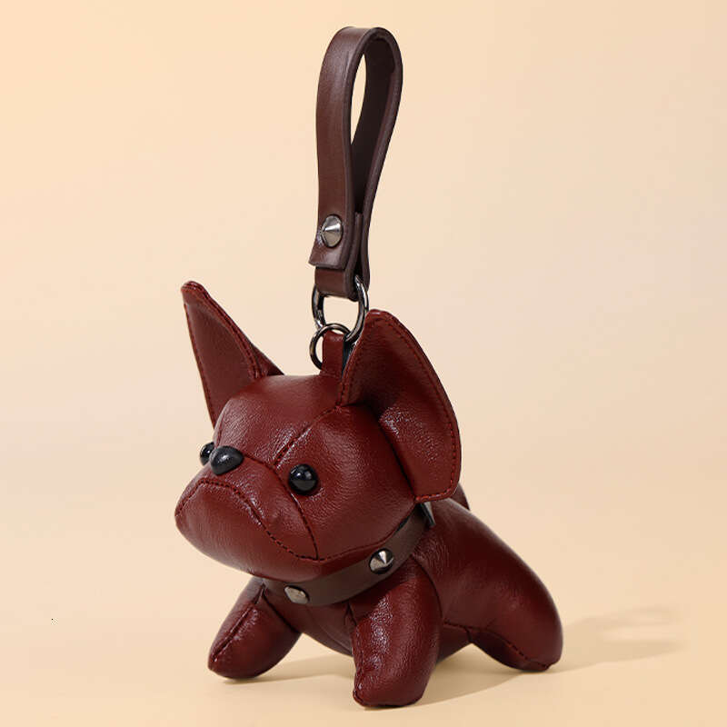 DHEssentials 2025 French Bulldog Keychain Leather Plush Pendant Mini Doll Backpack Charm Birthday Gift