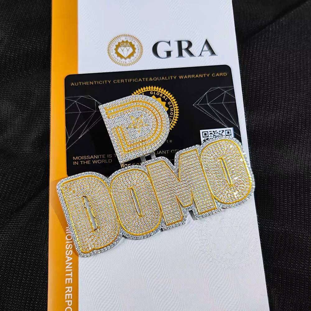 Nuoya Custom VVS Moissanite Pendant 925 Sterling Silver Hip Hop Jewelry High Quality Pass Diamond Tester Letter Pendant for Gift