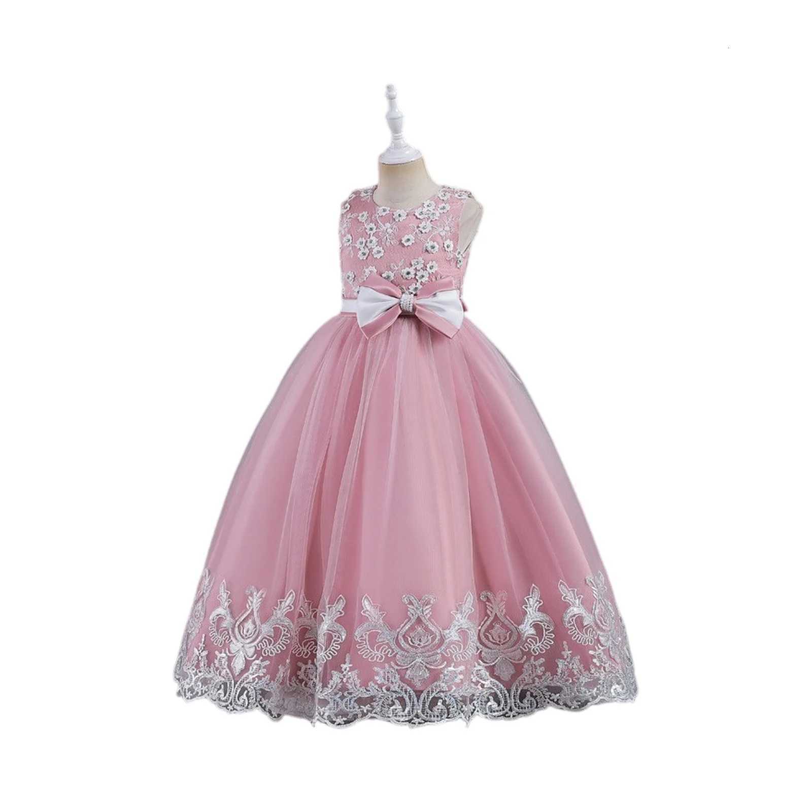 New Style Solid Color Children Fashion Party Prom Evening Dress Gown High Quality Graduation Performance Clothing Princess Dress Z250904