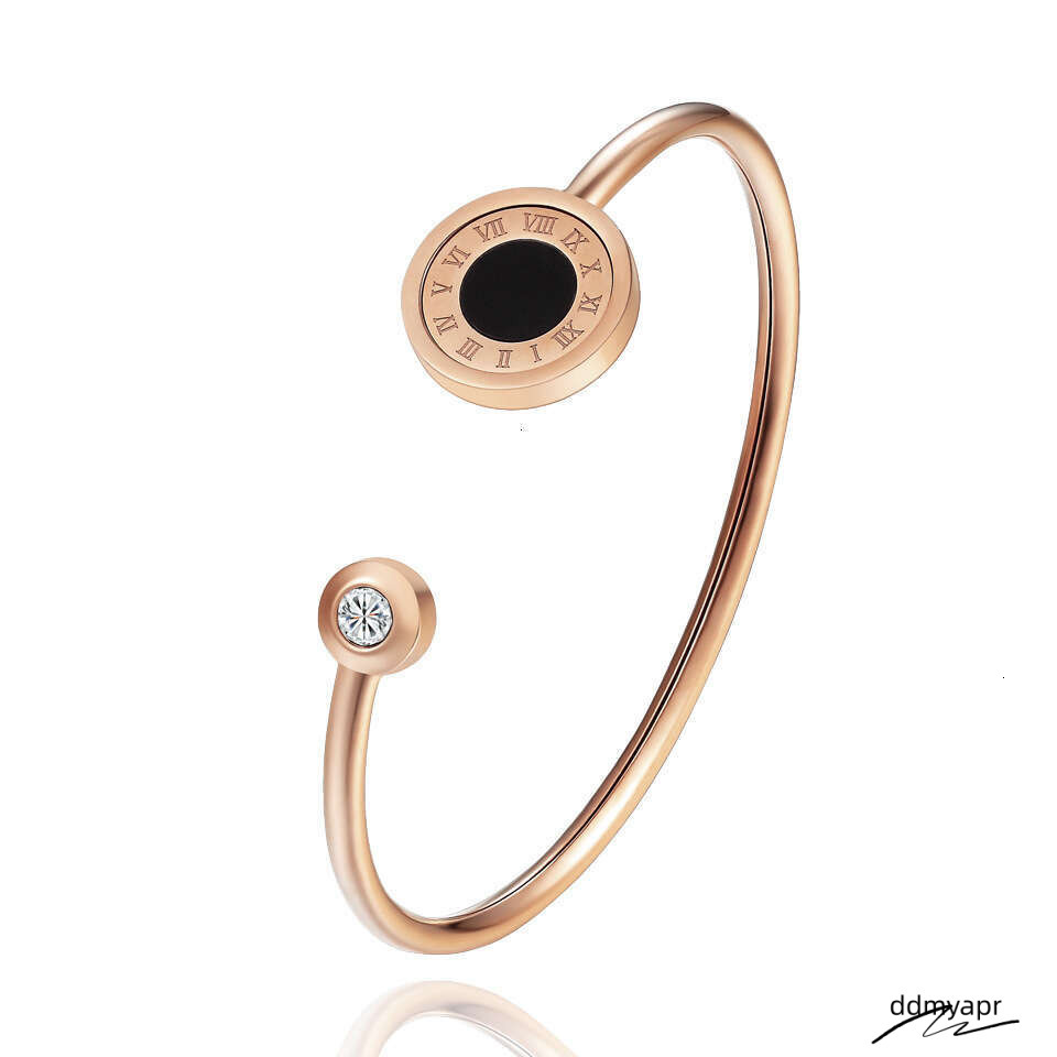 Collections Hot Selling Roman Numerals Ddmyday Inlaid Agate Shell Rotatable Stainless Bracelet For Women Rose Gold Titanium Steel Bangle Ddmyday
