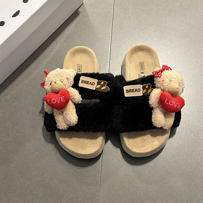 Designer Plush Women's Shoes 2025 New Outdoor Cotton Slippers Fashionable and Versatile for Girls