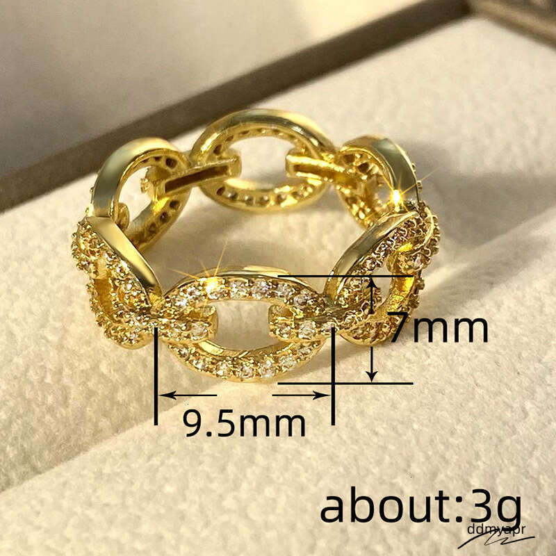 Geometric Micro-Pave - Gold/Rhodium Ddmyday Plated Circular Statement Ring With Zircon Stones (Us Size 6-10) Ddmyday