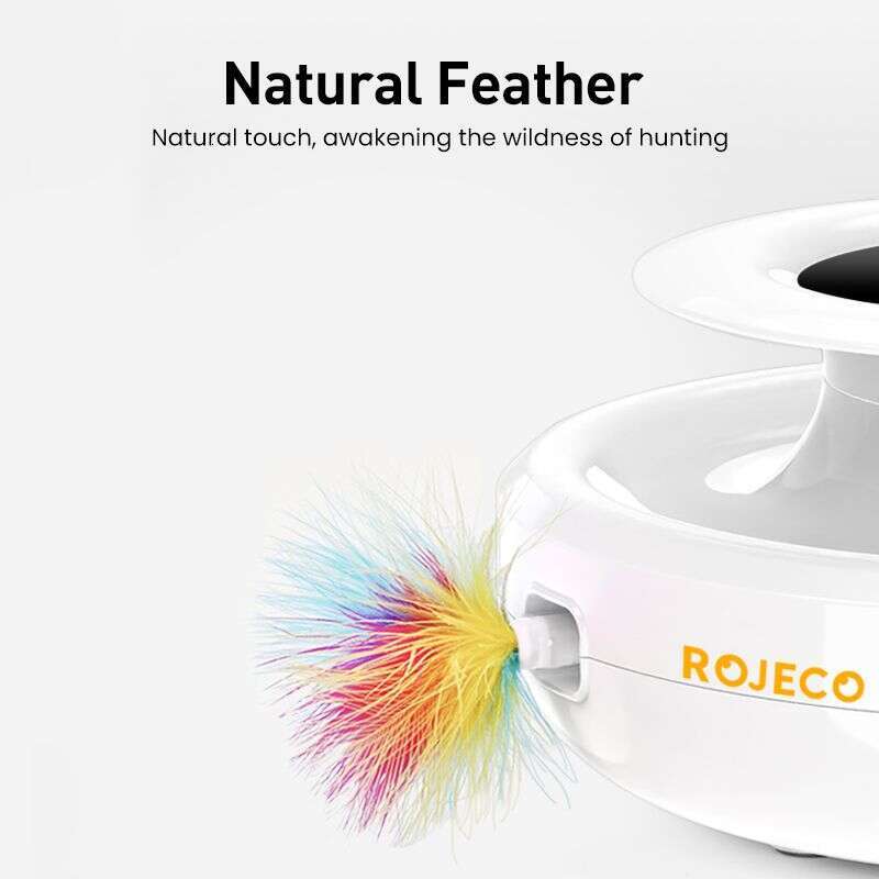 famous brand ROJECO In Smart Toys Automatic Feather Fun Ball Set For Cat Dog Modes Electronic Interactive Pet Toy Accessories