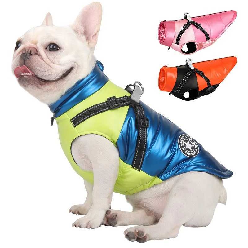 Warm Winter Dog Clothes Waterproof Dogs Vest French Bulldog et Reflective Pet Clothing With Harness For Small Medium Dogs W250904
