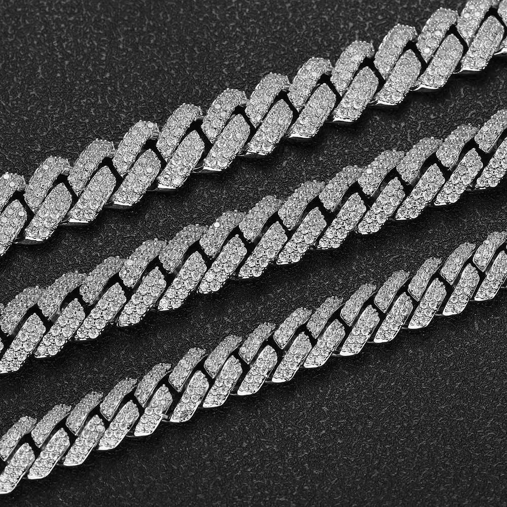 15mm Chunky Miami Cuban Link Necklace for Men Gold Plated Hip Hop Brass Punk Style Iced Diamond Zircon for Weddings Parties