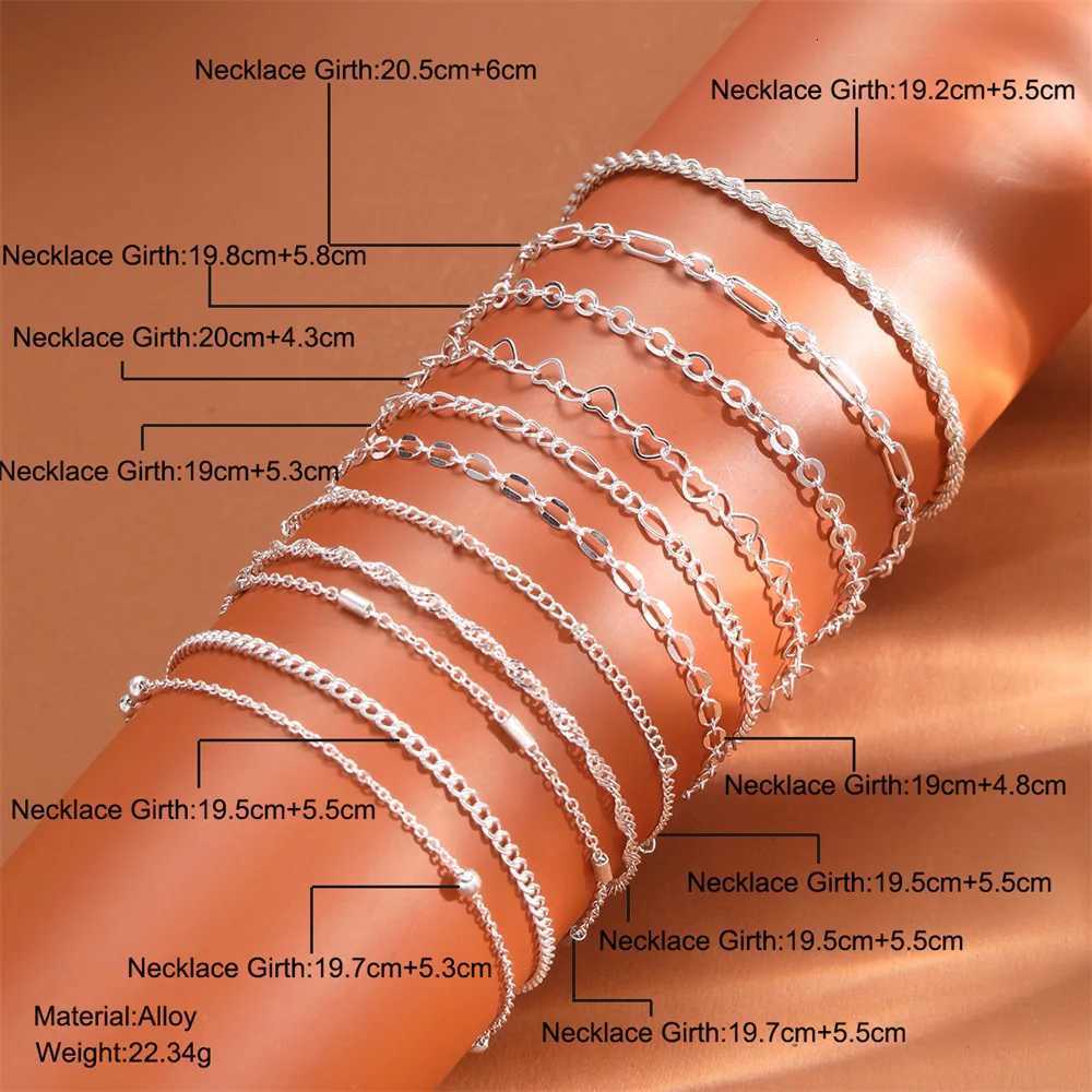 Maximum 11PCS Set Simple Stackable Silver Color Metal Chain Bracelets for Women Vintage Chic Heart Chain Bracelet Set Jewelry W250904
