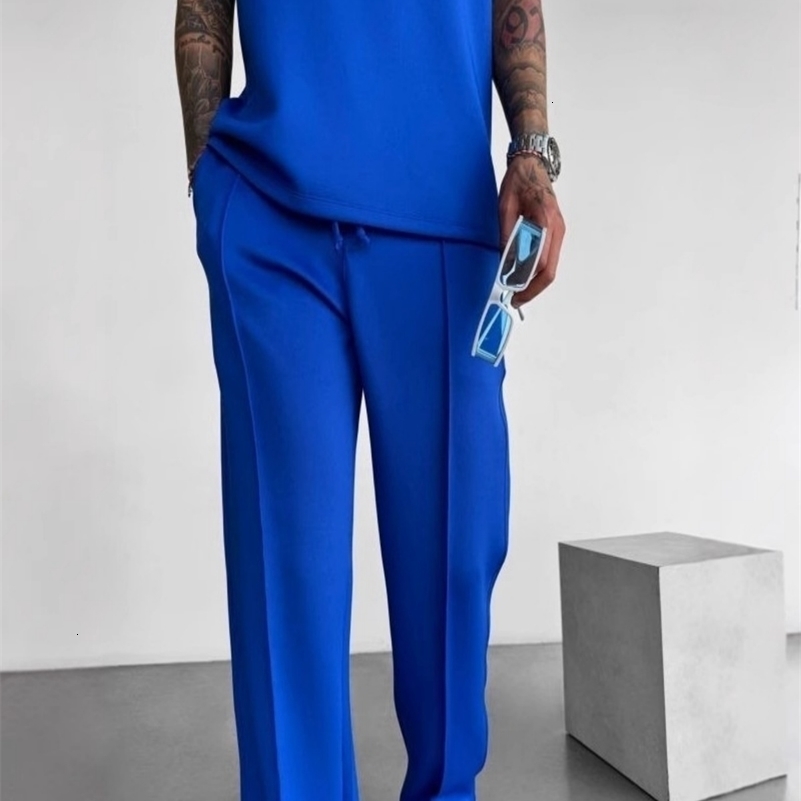 summer sleeveless sports suit 2025 mens casual solid color trousers mens clothing vest twopiece set 250903