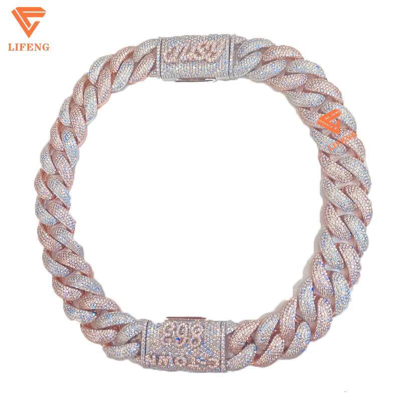 Bubble Miami 18mm 5Row Iced Moissanite Cuban Link Chain 925 Sterling Silver Custom Lock Bracelet Fashion Jewelry