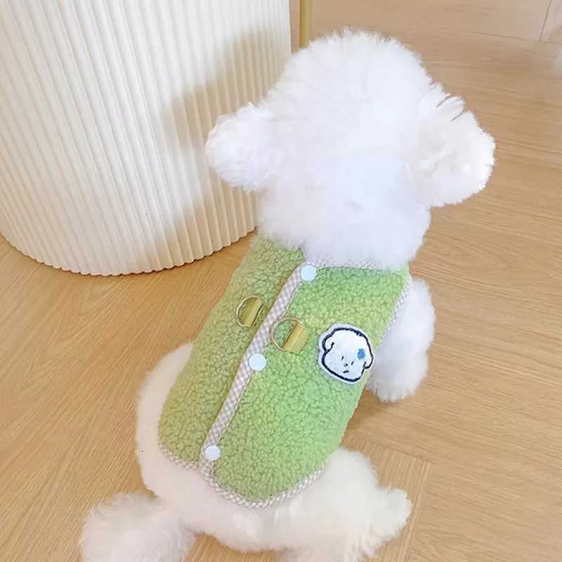 Animal Pattern Dog Clothes Bichon Frise Warm Vest Teddy Winter Solid Color Open Button Shirt Yorkshire Cartoon et W250904