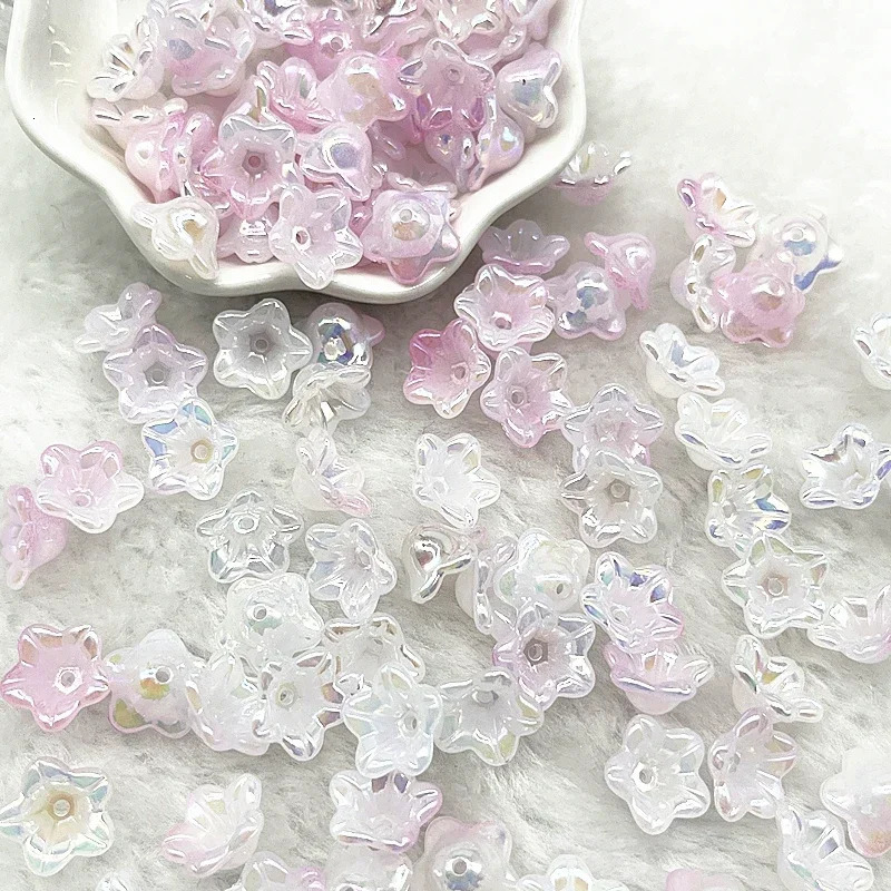50pcs 7x1m Gradual Change Acrylic Bellflower Beads Caps Jewelry Findings Charms Bracelets Spacer for Making 250828