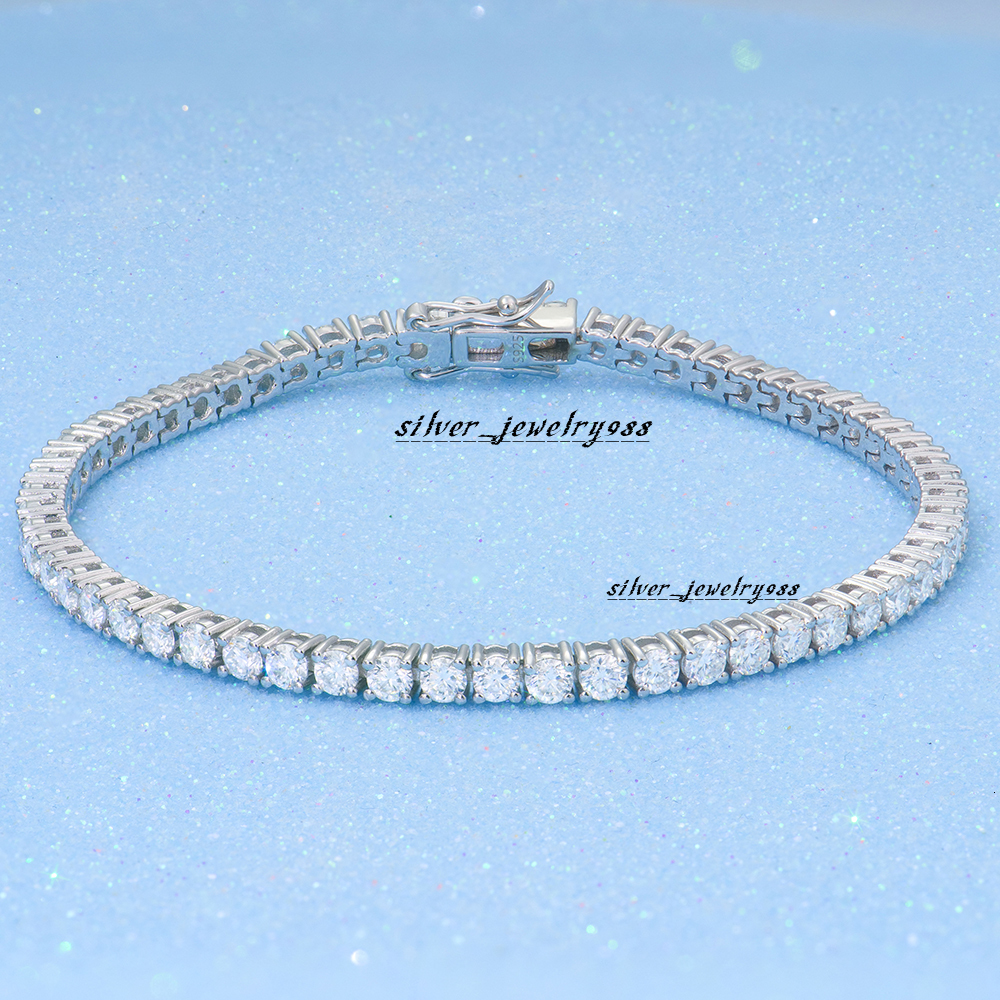Wholesale Custom Mens Women Hip Hop Mossanite Jewelry 925 Sterling Silver Cluster Vvs1 Tennis Moissanite Diamond Chain Bracelet