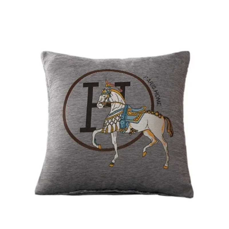 Designer Light luxury highend pillow cushion cover horse 3D printing modern style sofa seat cover machine washable and antifading Y251105