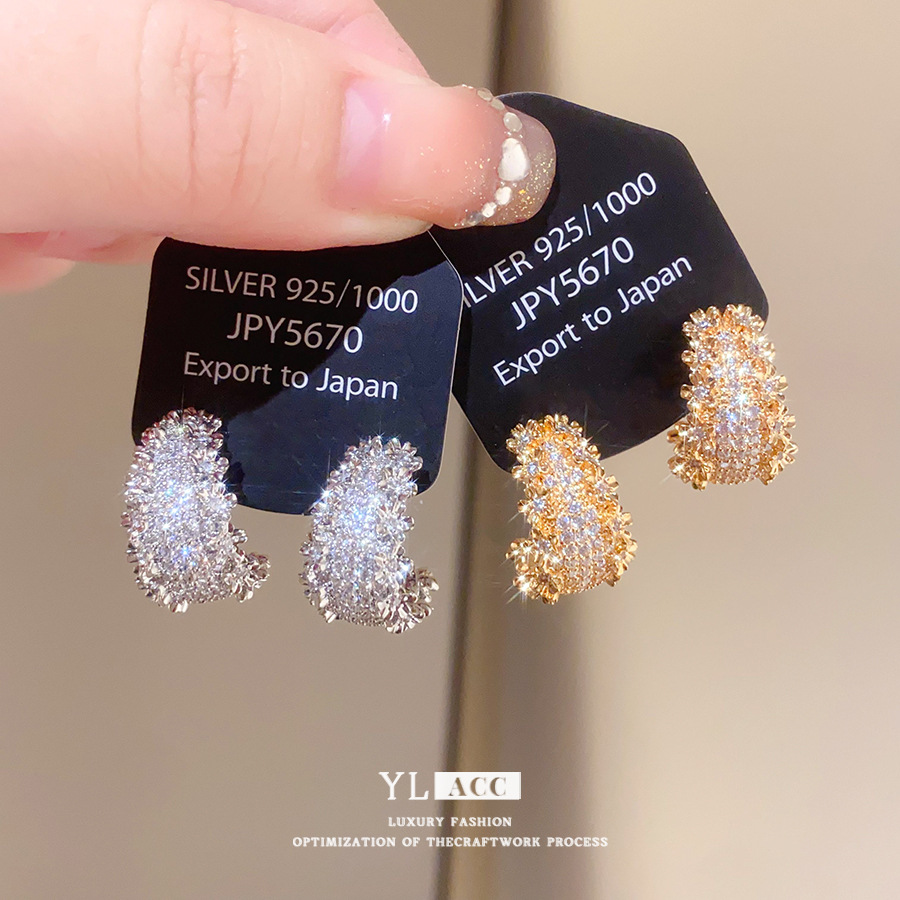 Gold Tone Hoop Earrings With Crystal Detail Luxury Sparkling Style Daily & Party Wear Gift For Her Fine Jewelry