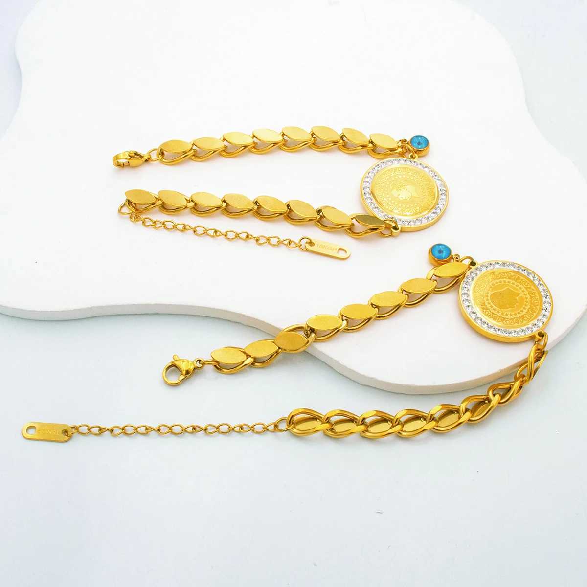 2025 New Luxury Gold Color Charm Bracelet Stainless Steel Jewelry for Women Hypoallergenic Gift Party Accessories Y250904