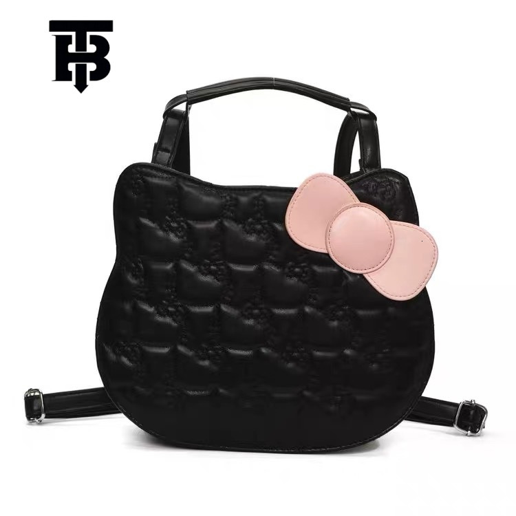 TB BHULAMTE Korean Style Sweet Cute Kitty Cat Backpack Cartoon Bow Simple Fashionable Designer s bag Textured Student School Bag for Girls