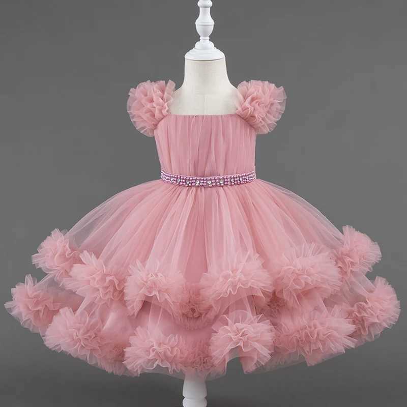 Baby dress 0-5 years old birthday party wedding sleeveless mesh fluffy cute girl princess dress Z250904