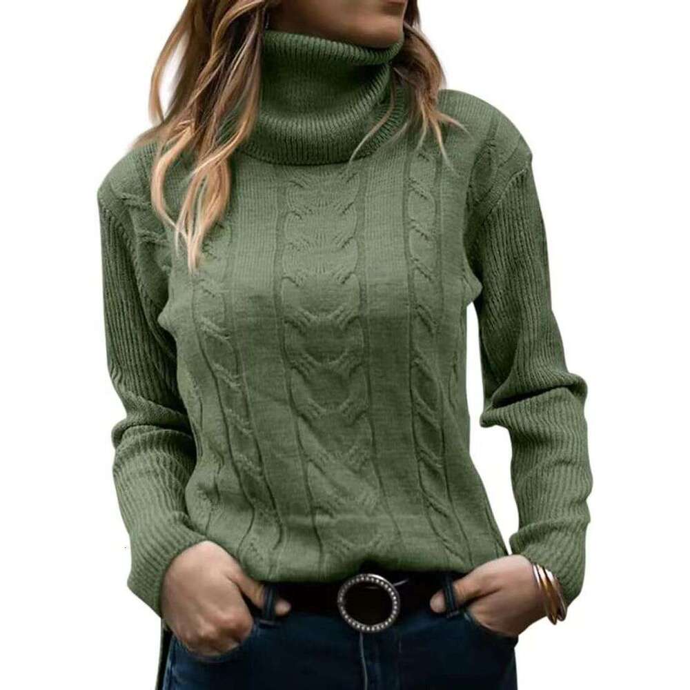 Women's Clothing Autumn And Winter New Solid Color Turtleneck Retro Long Sleeved Sweater Women's Clothing
