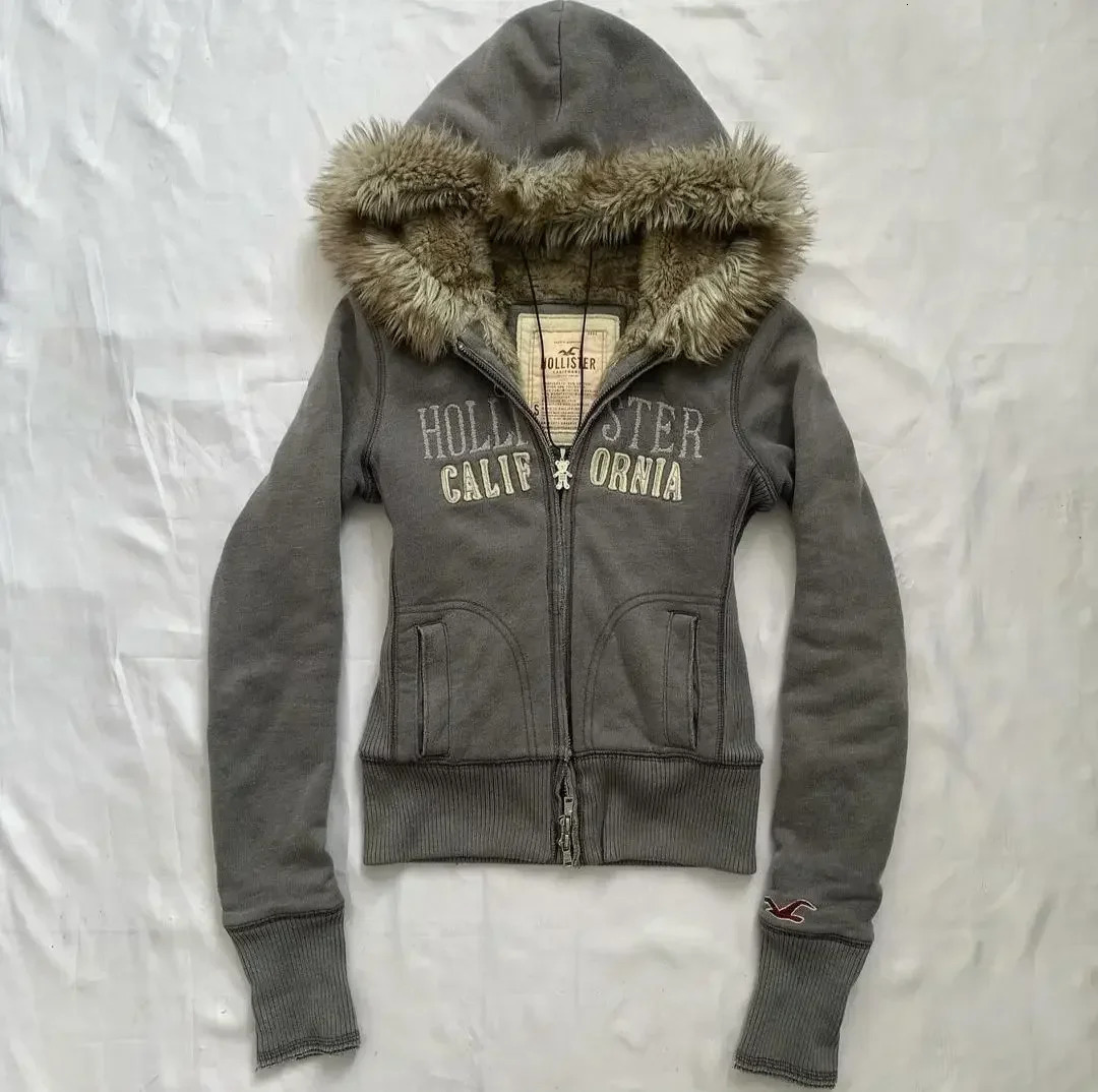 American Fashion Trend Joker Warm Zipper Hoodie Women Street Y2K Casual Loose Fleece Padded Sweatshirt Harajuku Punk Rock 250904