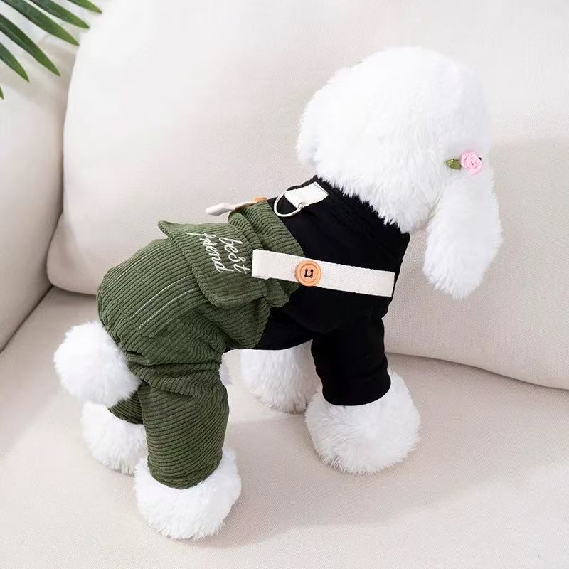 T1123 Puppy Dog Clothes Spring and Summer Overalls Fashion Teddy Bichon Pomeranian Small and Medium Dog Pet Cat Four-legged Clothes