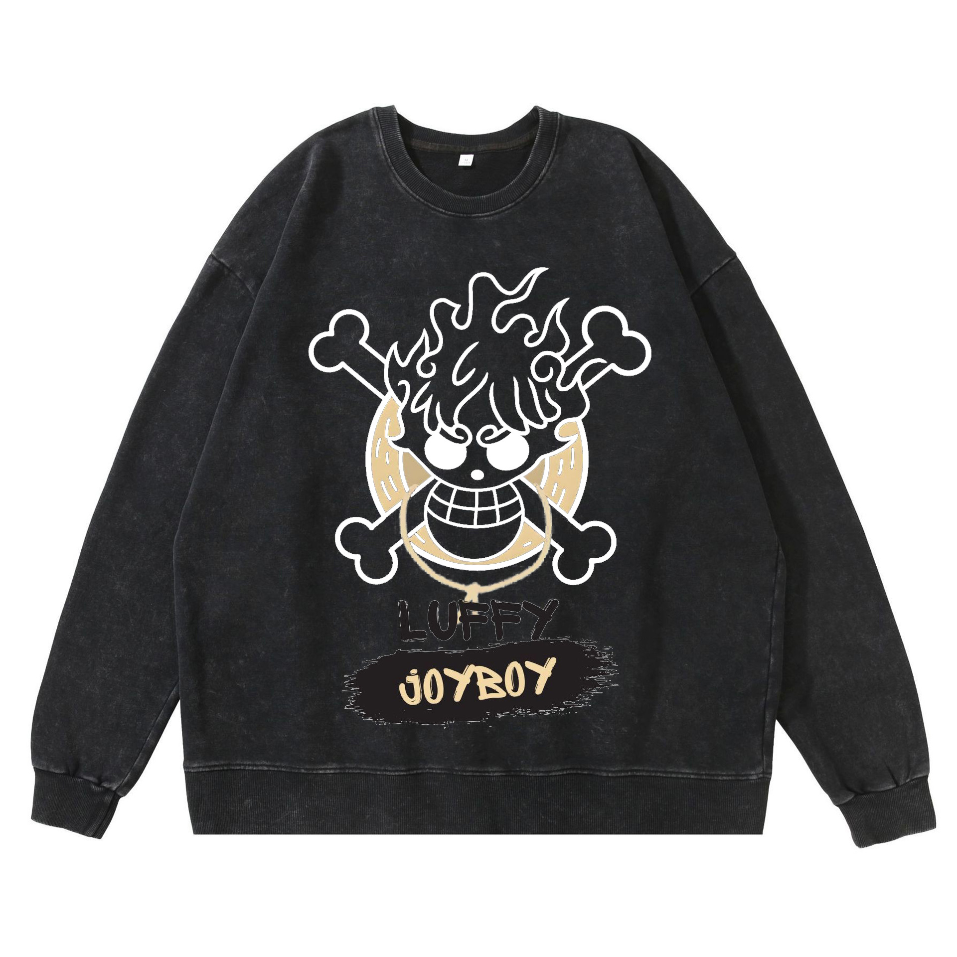 360gsm Heavyweight Washed Vintage Luffy Gear Fifth Nika Graphic Crewneck Sweatshirt Retro Streetwear Cotton Hoodie - TT8106