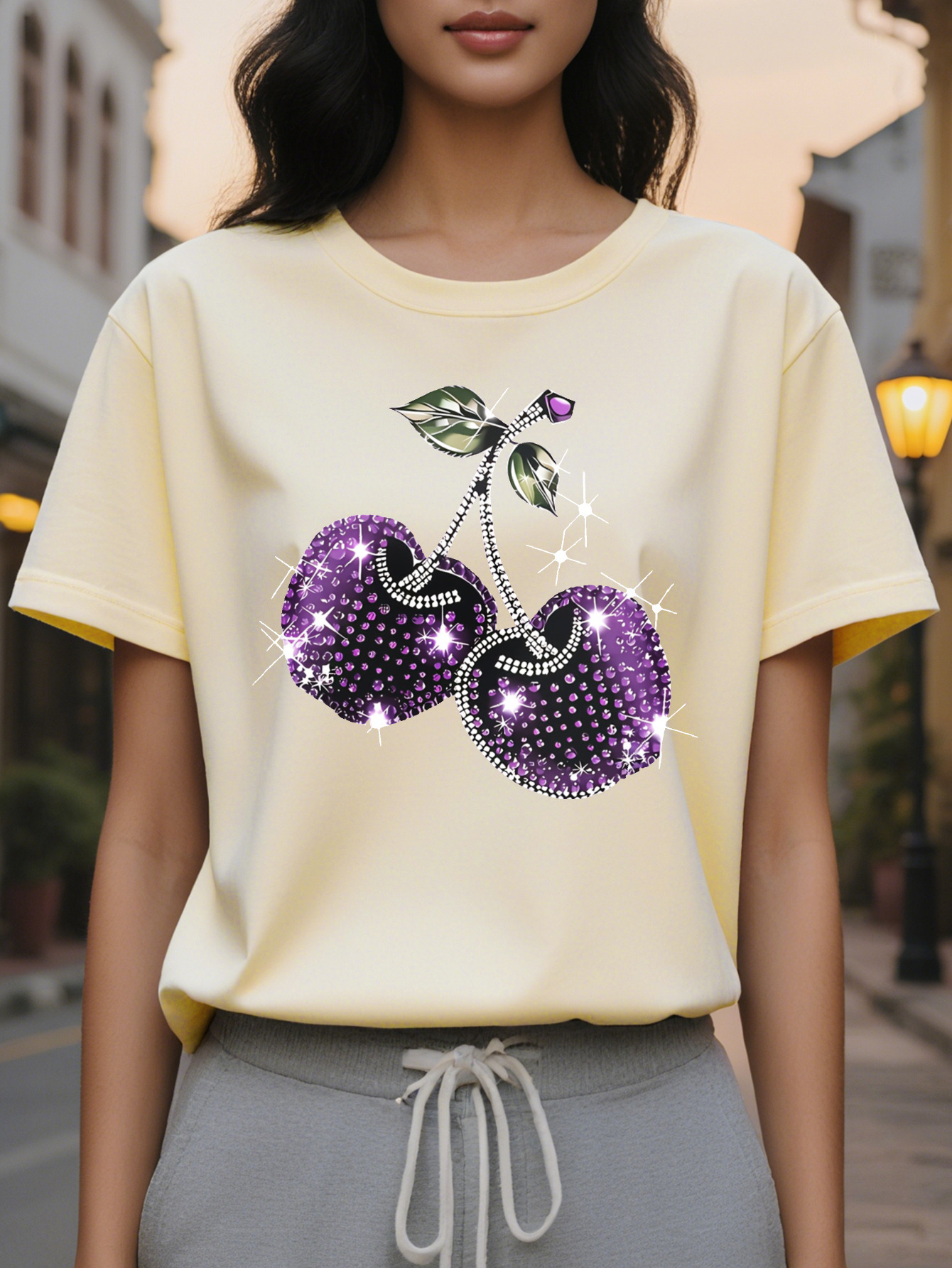 Purple T-Shirt Soft Lavender Like Hue Casual Everyday Party Top for Spring-Summer Outfits Non-See-Through Fabric