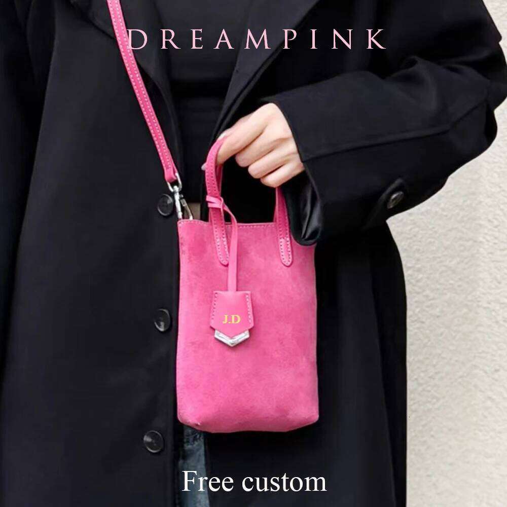 Small Suede Women Phone Custom Female Crossbody Shoulder Bag Personalize Letters Top Handle Mobile Tote Purse