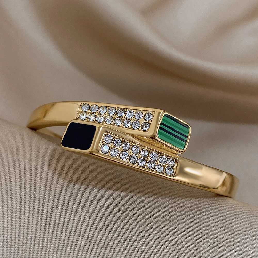 Vintage Cross Stainless Steel Bracelets for Women Gold Silver Color Enamel Rhinestone Smooth Cuff Bangle Waterproof Jewelry Y250904