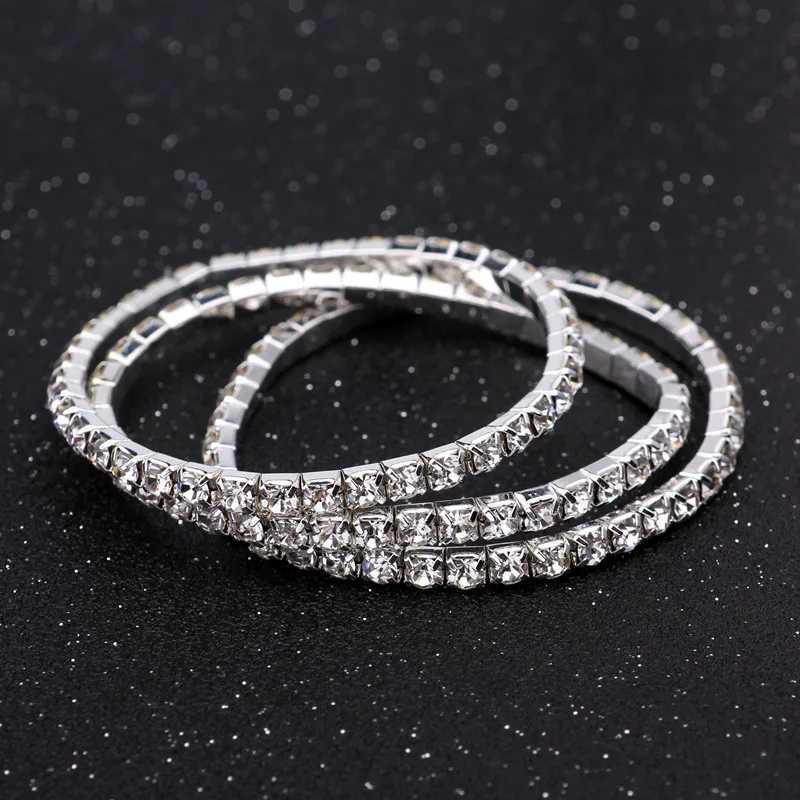 New Fashion Vintage Elasticity Crystal Rhinestone Bracelets Bangles for Women Adjustable Pulsera Jewelry Party WholesalesXJ250904
