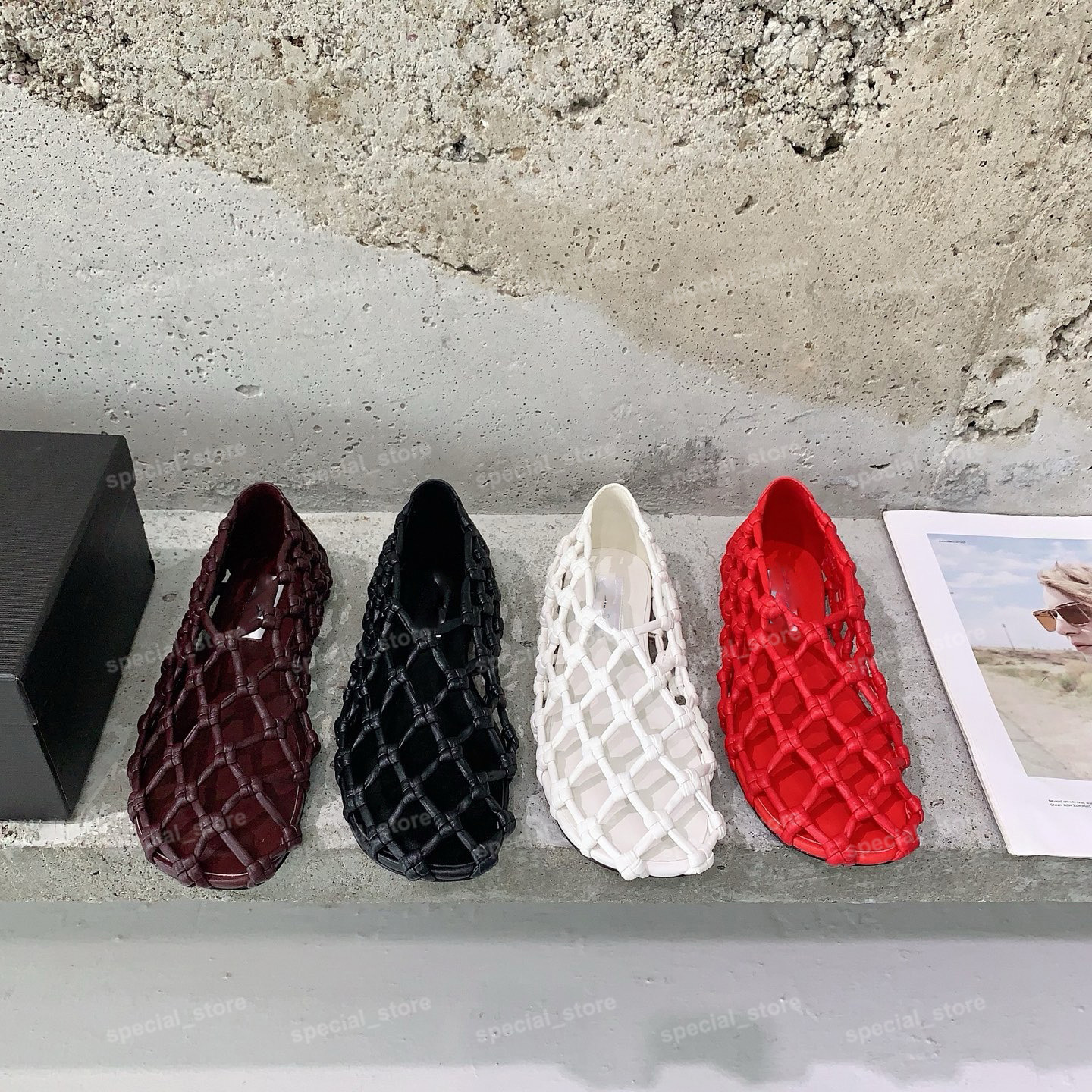 designer shoes women sandals jils fishing net leather flat woven hollow out loafers flat sandal shoes slide luxury dress shoes designer shoe womens holiday shoes