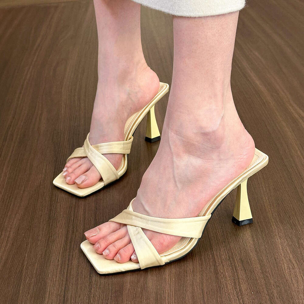 French Style Light Green Satin Sandals for Designer Shoe Women, Summer Outdoor Open-Toe Stiletto High Heels