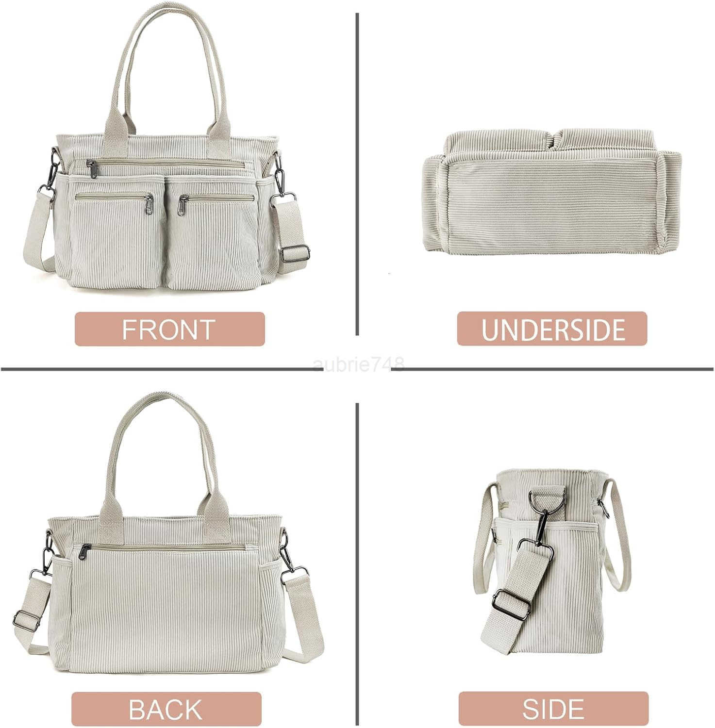 Womens Casual Corduroy Tote Bags with Multiple Pockets Hobo Crossbody Bag Travel Shoulder Bags Cute Purse Handbag M250904