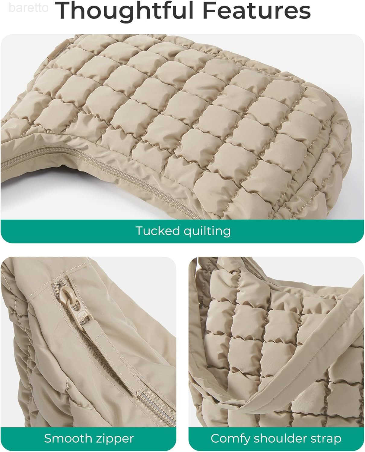 Quilted Puffy Crossbody Bag for Women Medium Cute Hobo Shoulder Purse Soft Fluffy Handbag for Daily Use M250903