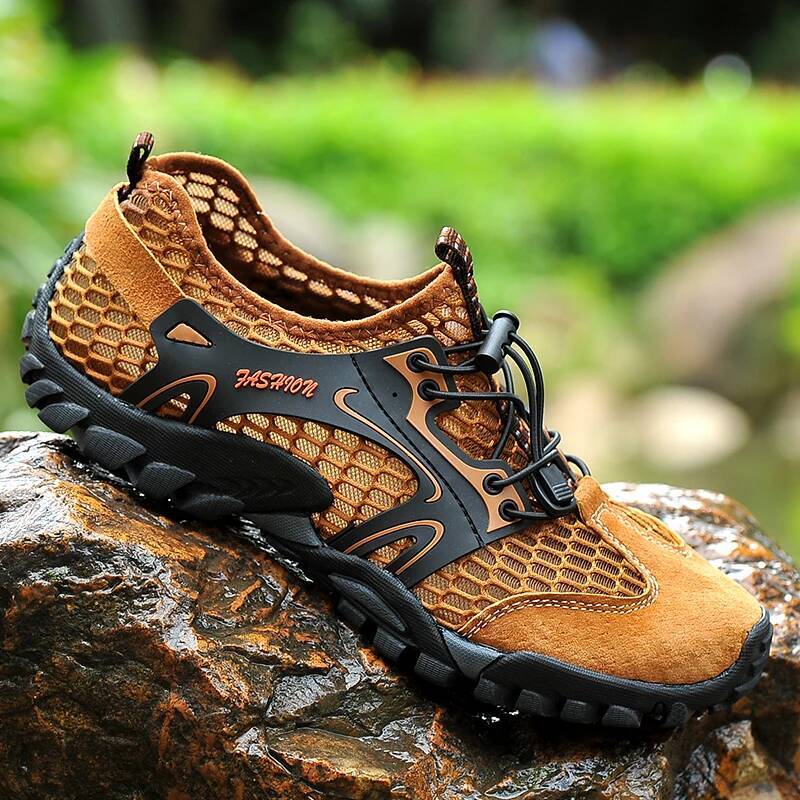 Breathable Waterproof Hiking Men Suede Mesh Outdoor Sneakers Rock Climbing Man Sport Quick-dry Shoes 2023 New ddmysaturn