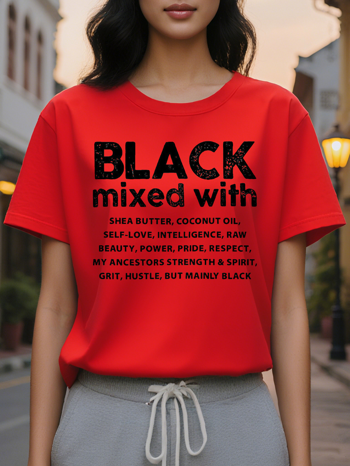 Large XL Vibrant Alphabet Print Crew Neck T-Shirt Soft Mid Elasticity Cotton Fabric Regular Length Hand Washable Perfect Plus Size