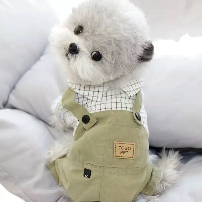 T1124 Dog Clothes Autumn and Winter Thick Warm Four-legged Clothes Teddy Pomeranian Corgi Bichon Small Puppy Pet Cotton Cotton