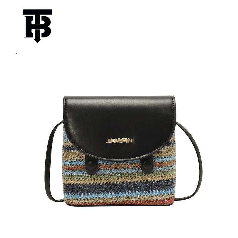 TB BHULAMTE Wholesale Straw Designer S Bag Woven Small Square Bag For Women, Foreign Trade Autumn New Color-block Light Luxury Shoulder Bag Celebrity 