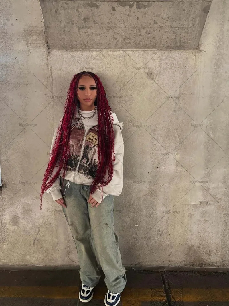 Fashion Harajuku High Street HipHop Oversized Zipper Hood Men Y2K Punk Retro Rock Letter Print Casual Sweatshirt Women 250904