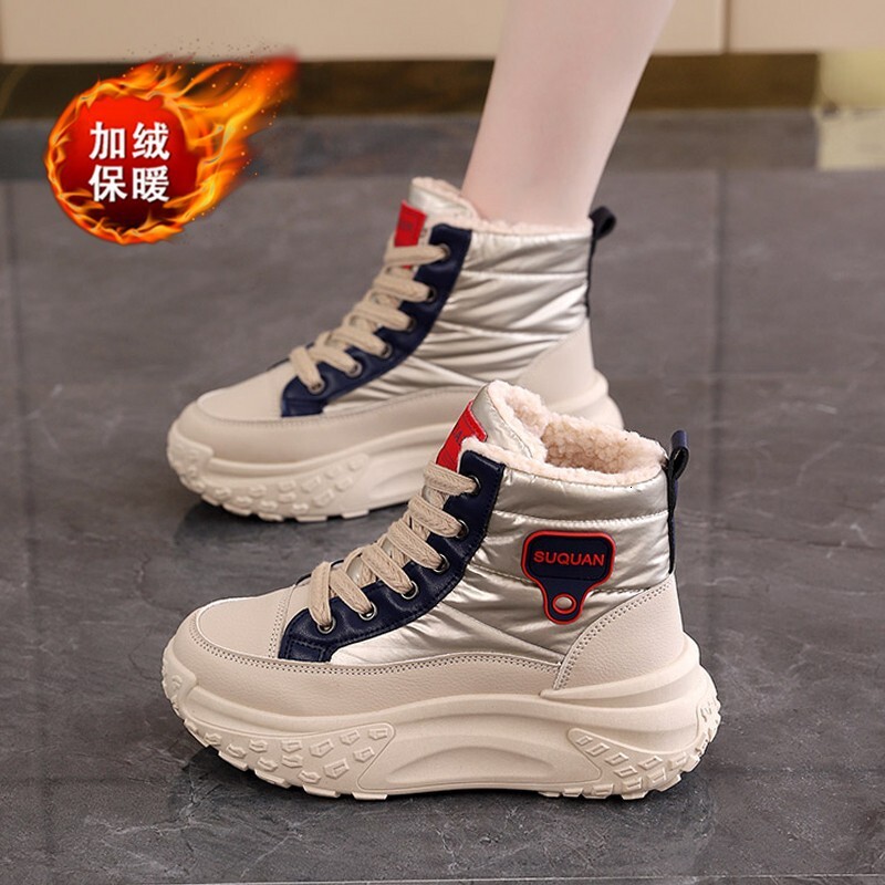Designer Thick soled Snow Boots Women's Cotton Shoes Warm Shoes 2025 New Edition