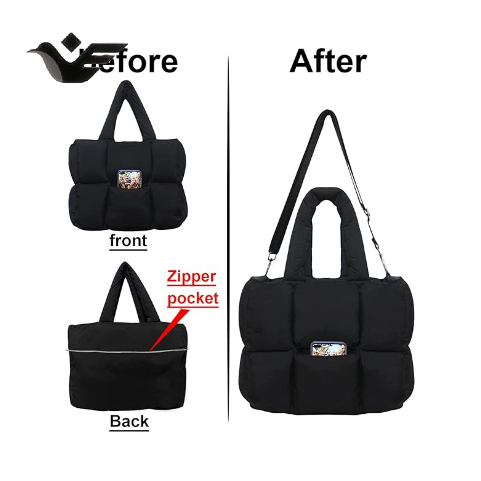 Feiyan Free Shipping New Designer Bag Luxury Shopping Bag Trend New Women's Shoulder Bag Down Cotton Jacket Bag Large Capacity Fashion Handheld T