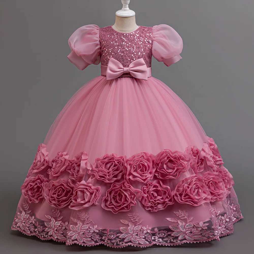 4-12 years old flower boy wedding dress evening dress sequins long Halloween girl dress Christmas performance host speeches Z250904