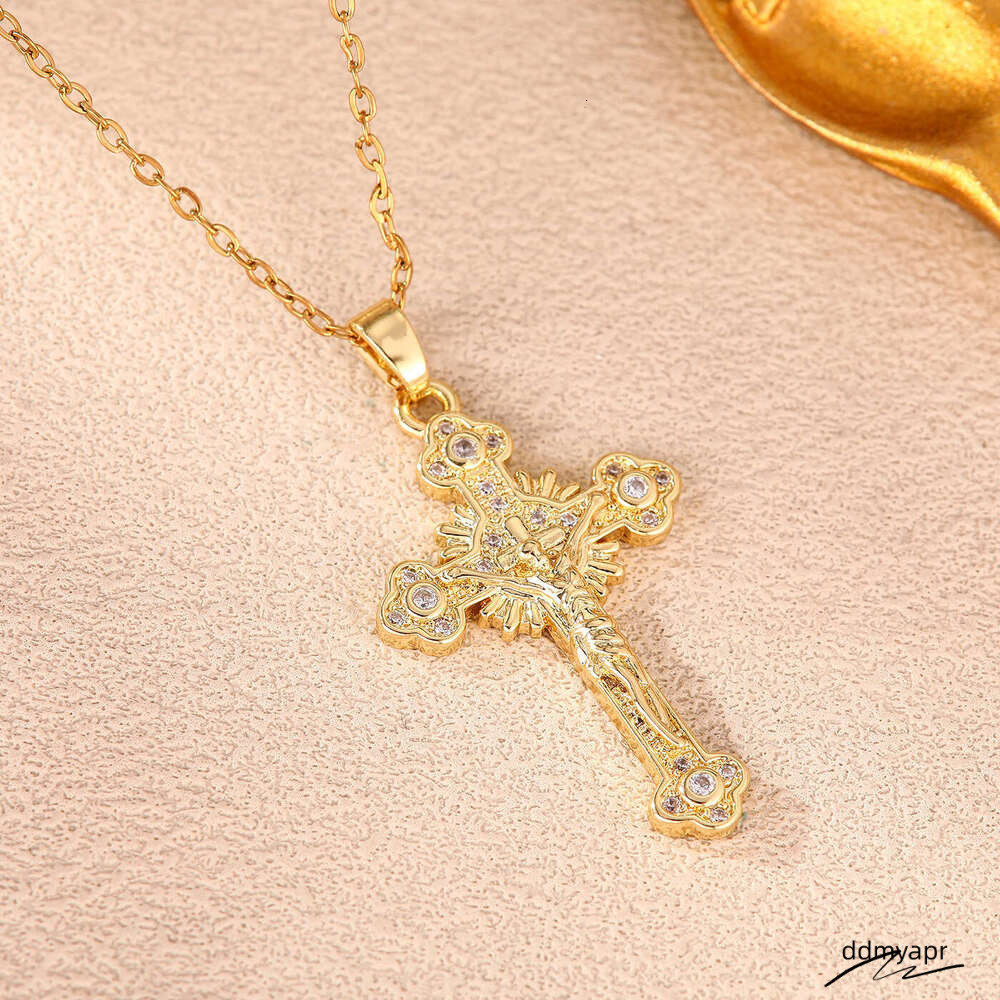 Collections Elegant Cross Pendant Necklace - Stainless Steel Dia-Cut Crucifix Chain Ddmyday For Women (45Cm+5Cm Adjustable) Ddmyday