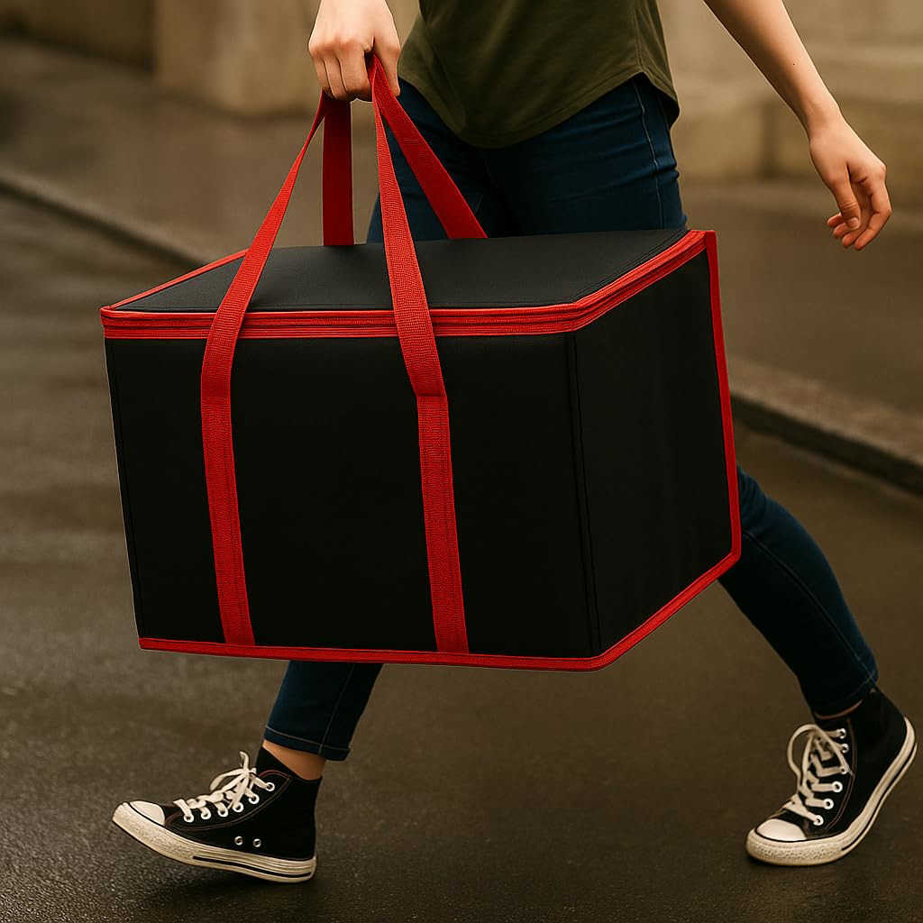 2Pack XLLarge Insulated Grocery Shopping Bags Black Reusable BagThermal ZipperCollapsibleToteCoolerFood Transport hot and ColdCamping delivery GrocW25