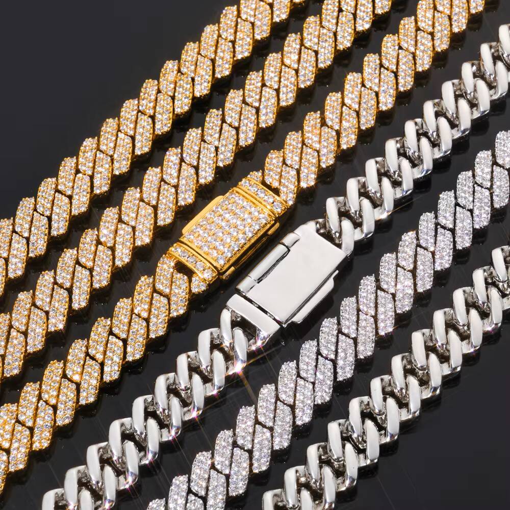 NUOYA Luxury Double Row Cuban Necklace 8mm 18K Gold Plated Flip Button Design Iced Out Diamond Hip Hop Fine Jewelry